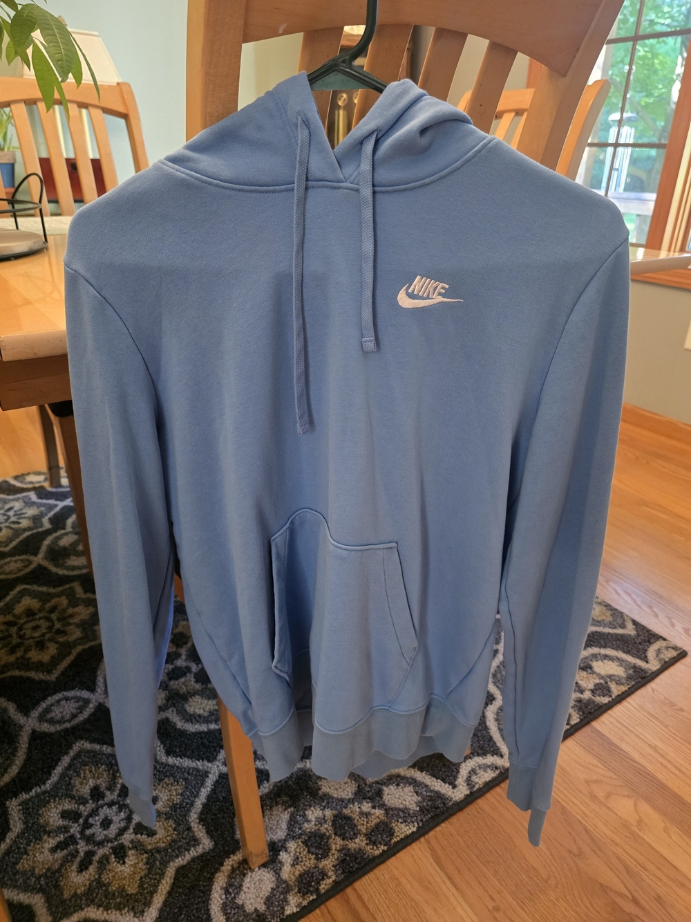 Nike Men's Sky Blue Pullover Hoodie with Small Logo